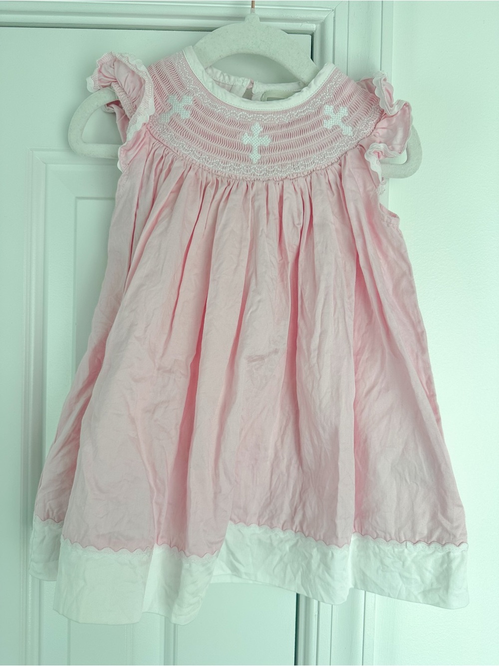Lil Cactus pink smocked cross dress 6-12m EUC